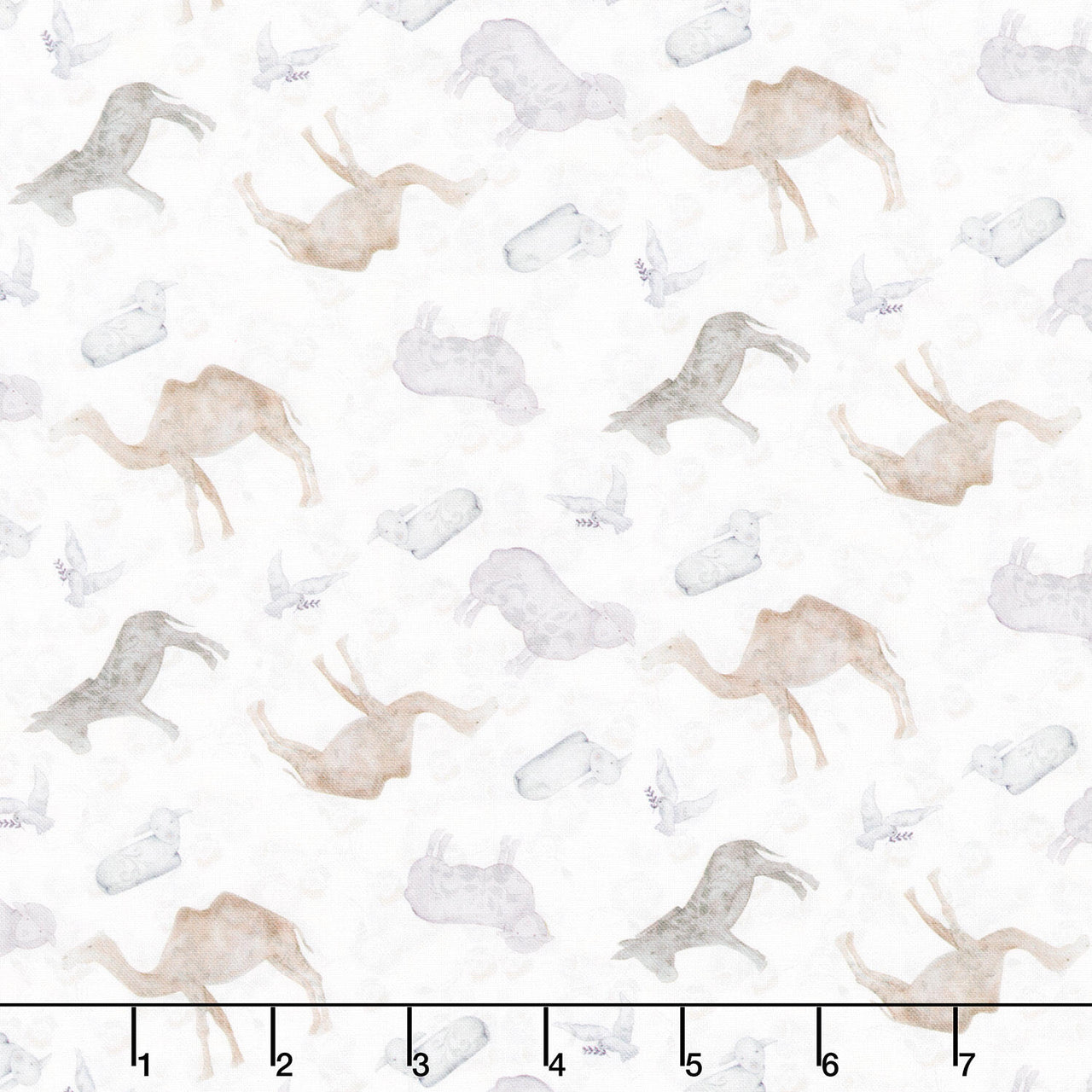 Silent Night - Tossed Animals Silver Yardage