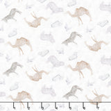 Silent Night - Tossed Animals Silver Yardage
