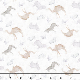 Silent Night - Tossed Animals Silver Yardage
