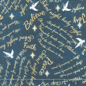 Silent Night - Words Texture Navy Yardage