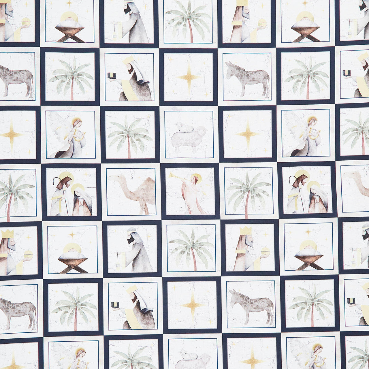 Silent Night - Small Blocks Navy Yardage