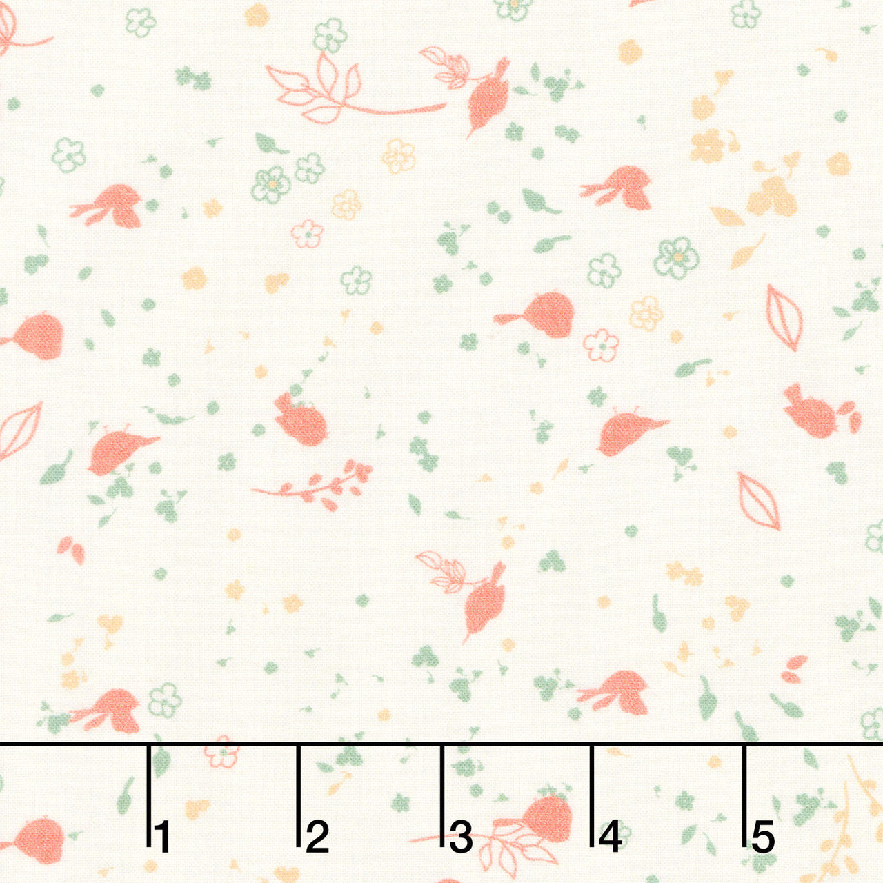 Maple and Marigolds - Tiny Bird with Flowers Ivory Yardage