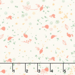 Maple and Marigolds - Tiny Bird with Flowers Ivory Yardage