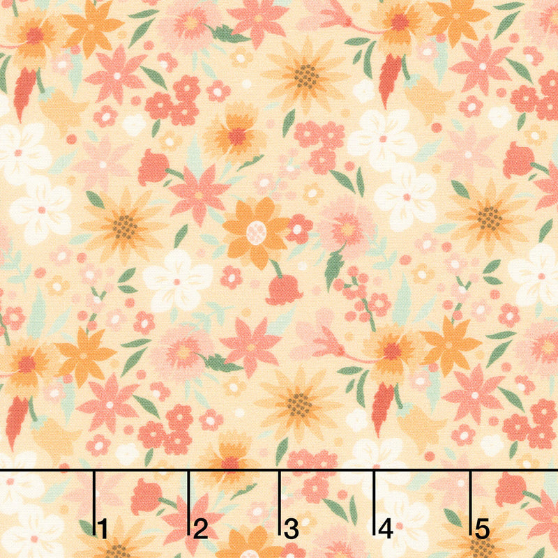 Maple and Marigolds - Flowers Maize Yardage