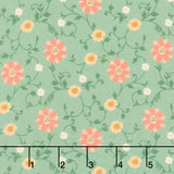 Maple and Marigolds - Scrolly Flower Light Green Yardage
