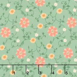 Maple and Marigolds - Scrolly Flower Light Green Yardage