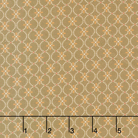 Maple and Marigolds - Circles with Flower Geo Cocoa Yardage