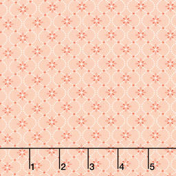 Maple and Marigolds - Circles with Flower Geo Light Red Yardage