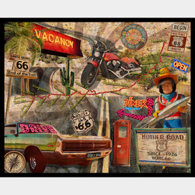 Historic Highway - Route 66 Panel Grey