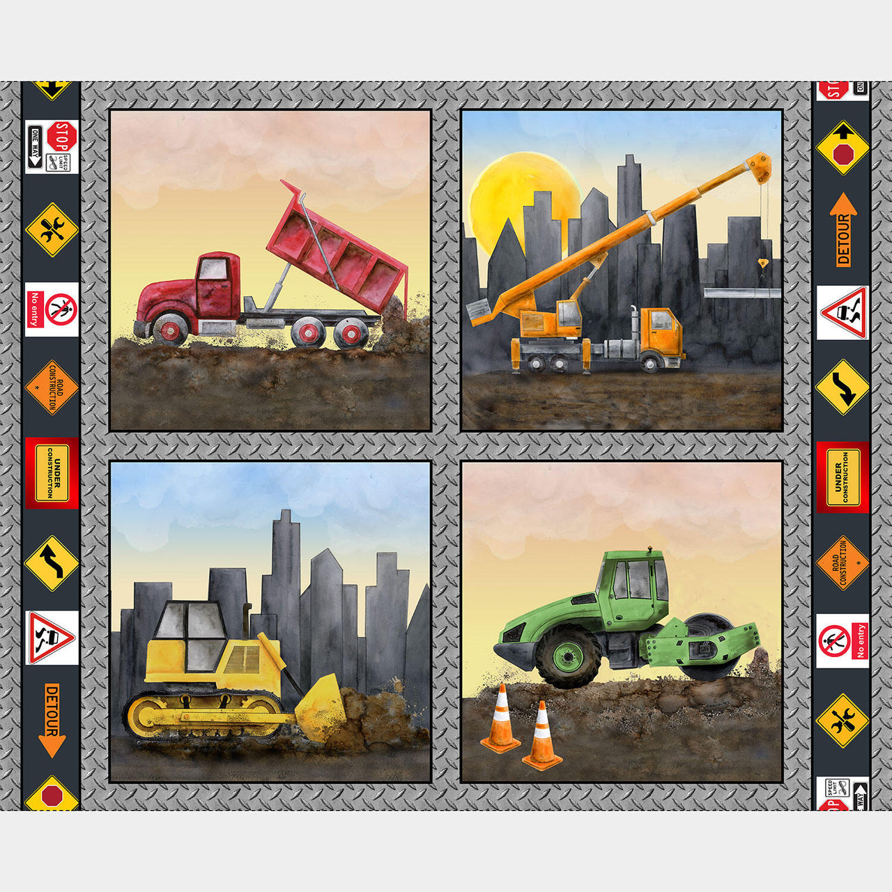 Let's Get Building - Construction Equipment Pillow Block Multi Panel