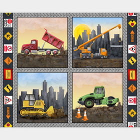Let's Get Building - Construction Equipment Pillow Block Multi Panel
