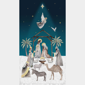 Silent Night - Nativity Navy Panel