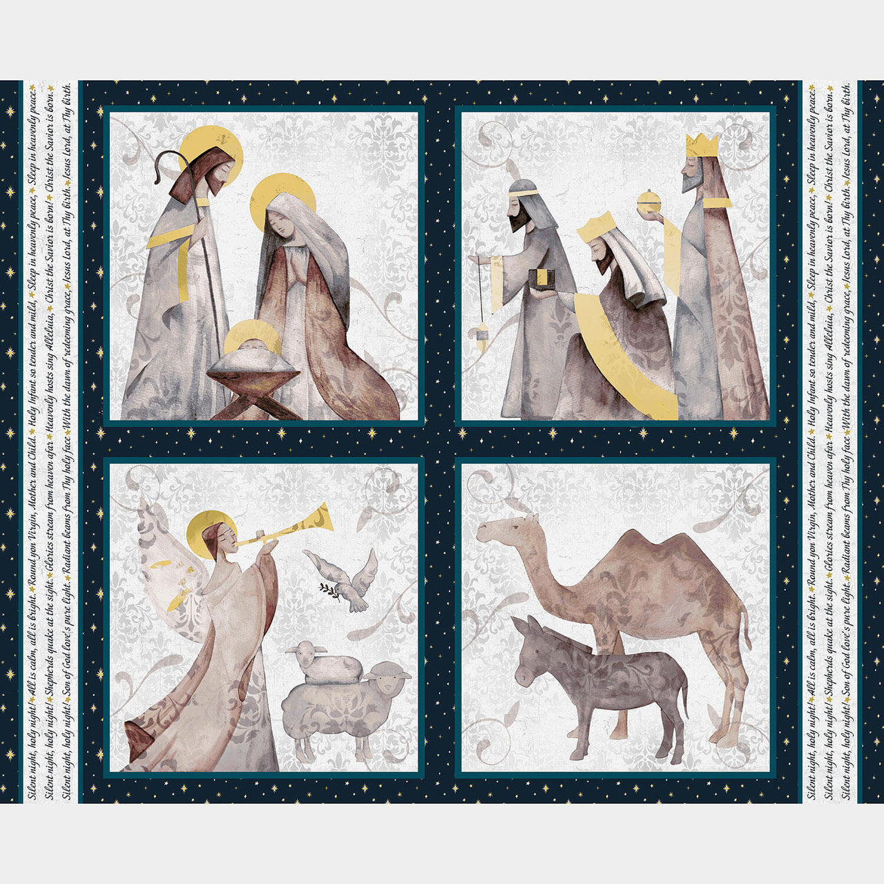 Silent Night - Pillow Blocks Navy Panel