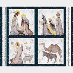 Silent Night - Pillow Blocks Navy Panel