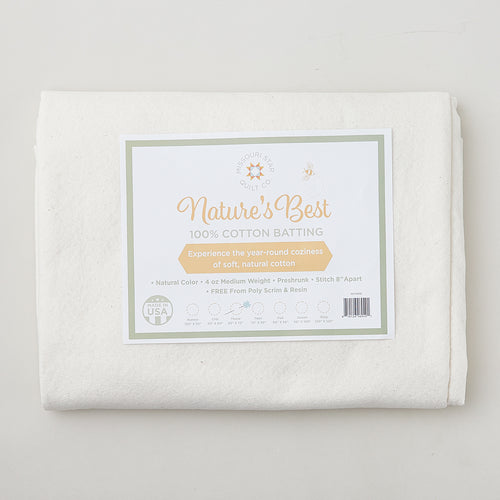 Missouri Star Nature's Best 100% Cotton Throw Batting - Natural
