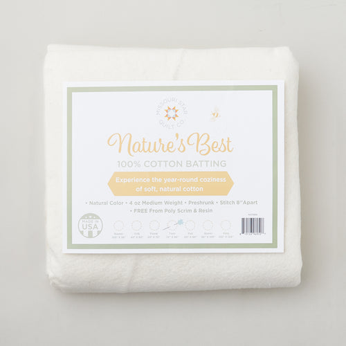 Missouri Star Nature's Best 100% Cotton Twin Batting - Natural