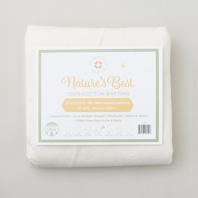 Missouri Star Nature's Best 100% Cotton Twin Batting - Natural