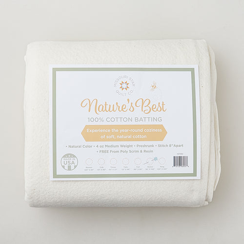 Missouri Star Nature's Best 100% Cotton Queen Batting - Natural