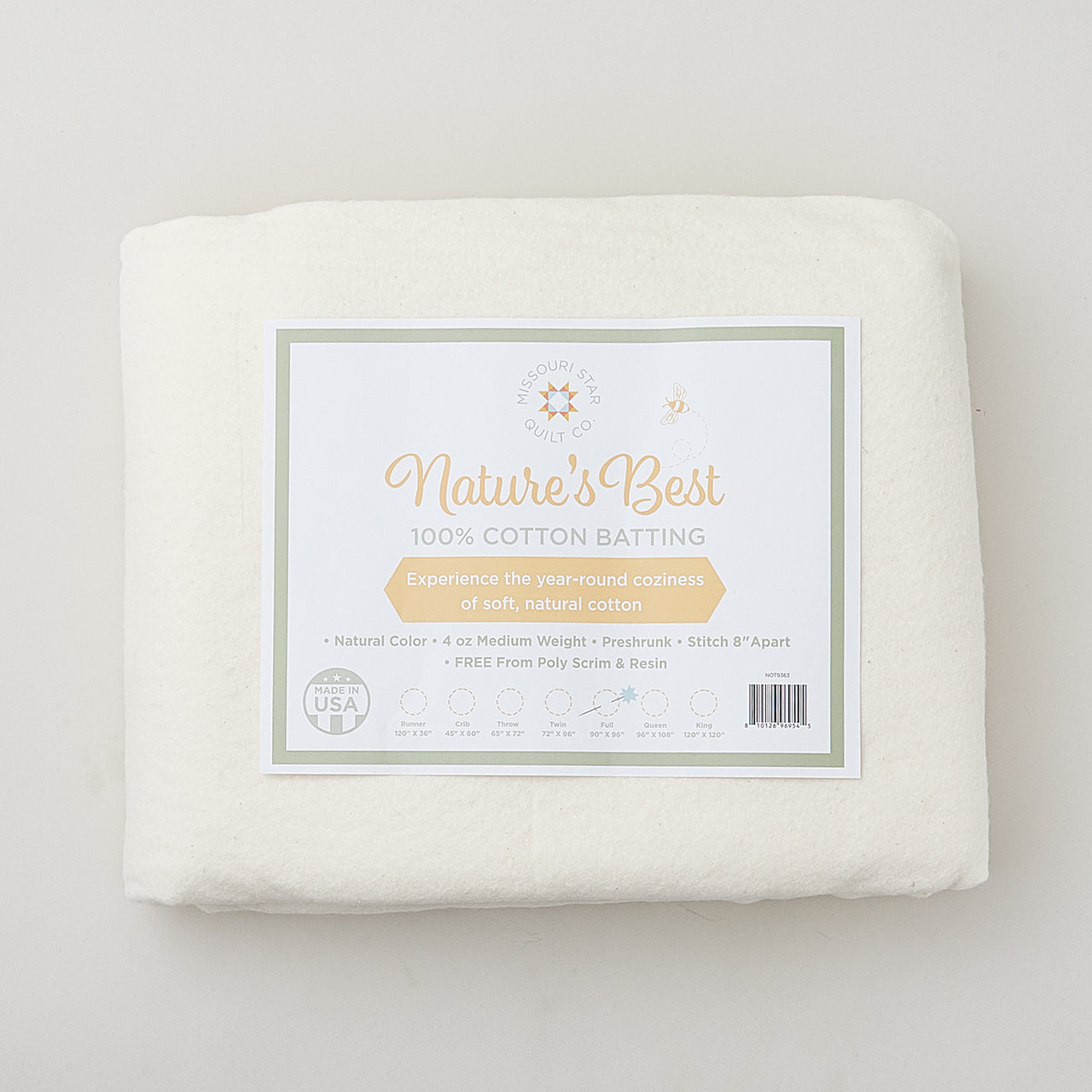 Missouri Star Nature's Best 100% Cotton Full Batting - Natural