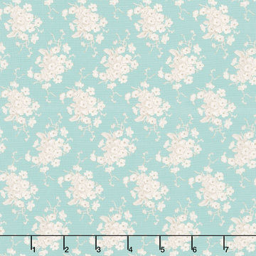 Sunday Brunch - White Flower Teal Yardage