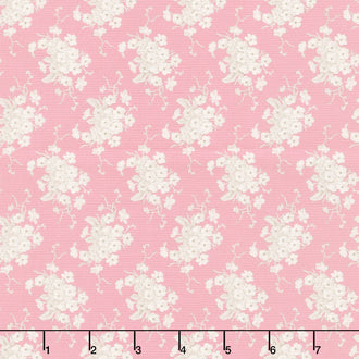 Sunday Brunch - White Flower Pink Yardage