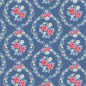 Village Life - Mable Blue Yardage