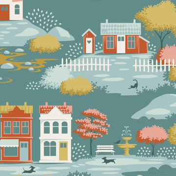 Village Life - Village Teal Yardage