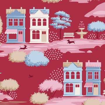 Village Life - Village Burgundy Yardage