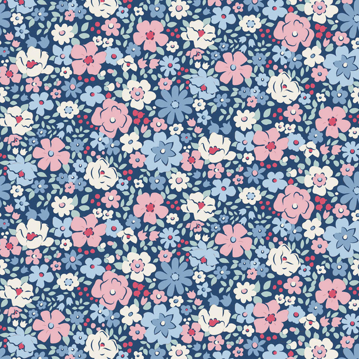 Village Life - Esther Blue Yardage