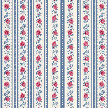 Village Life - Agnes Blue Yardage
