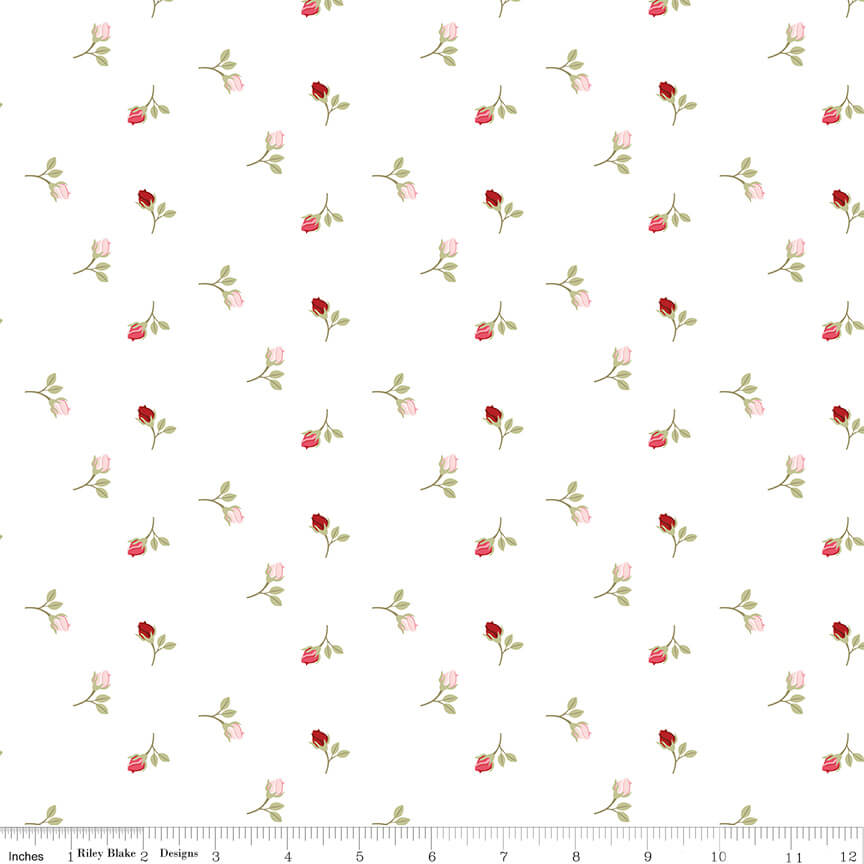 Sew in Love - Rosebuds - White