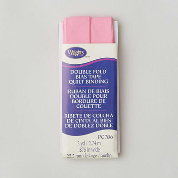 Wrights Quilt Binding Double Fold Bias Tape - Pink