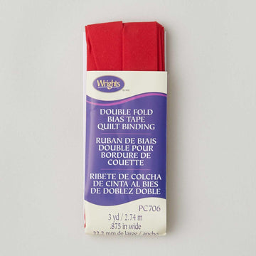 Wrights Quilt Binding Double Fold Bias Tape - Red