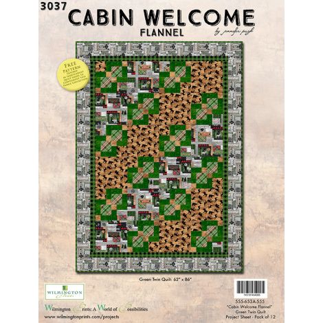 Cabin Welcome Flannel Quilt - Green