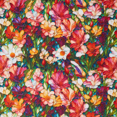 Gigi in the Garden - Stained Glass Flower Garden Multi Yardage