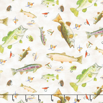 Fishful Thinking - Catch of the Day Off-White Yardage