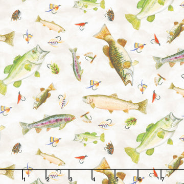 Fishful Thinking - Catch of the Day Off-White Yardage