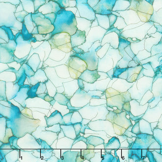 Flight of Beauty - Petal Mosaic Aqua Yardage