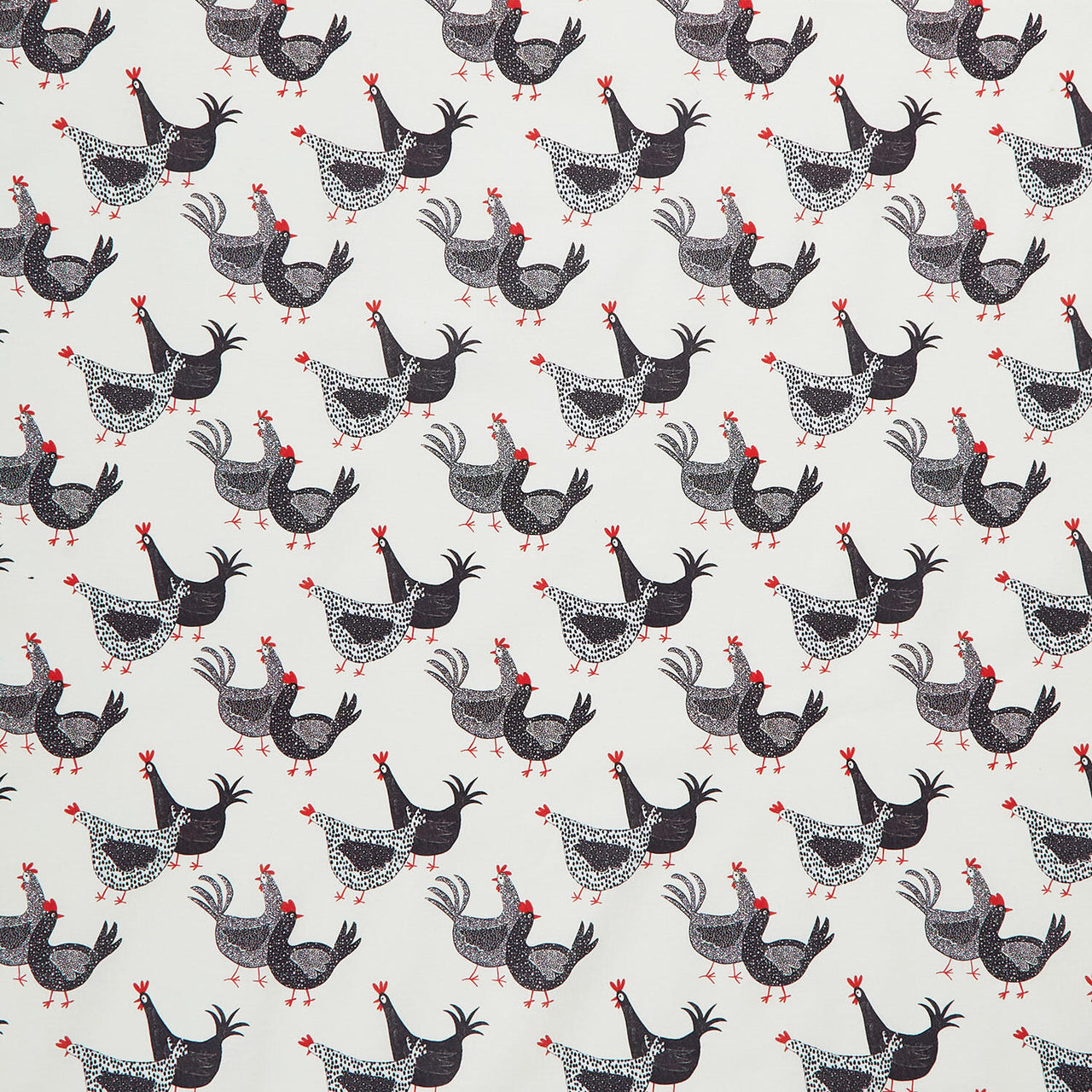 Hen House - Roosters and Hens Off White Yardage
