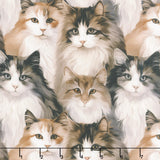 Paw and Whisker - Longhaired Cats Multi Yardage