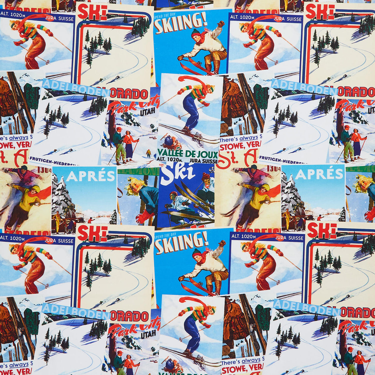 Apres Ski - Vintage Ski Posters Multi Yardage
