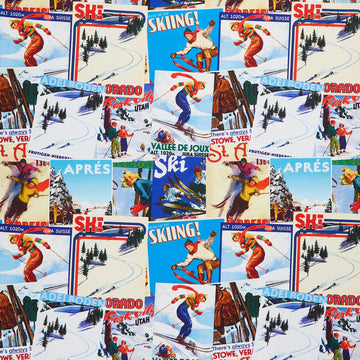 Apres Ski - Vintage Ski Posters Multi Yardage