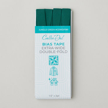 Callie Del Extra Wide Double Fold Bias Tape 1/2" x 3yd - Jungle Green