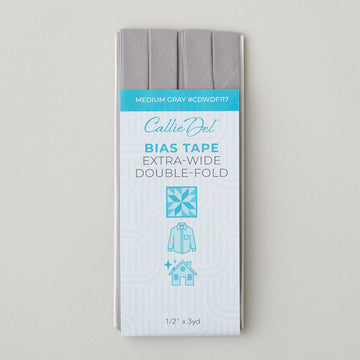 Callie Del Extra Wide Double Fold Bias Tape 1/2" x 3yd - Medium Gray