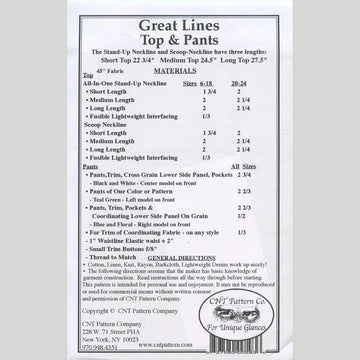 Great Lines Top & Pants Pattern