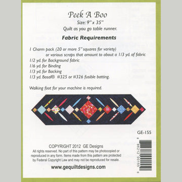 Peek A Boo Quilt As You Go Table Runner Pattern