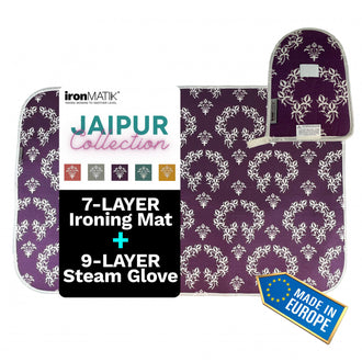 IronMATIK Jaipur Collection Premium Ironing Mat & Steam Glove Bundle - Purple