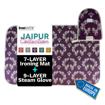 IronMATIK Jaipur Collection Premium Ironing Mat & Steam Glove Bundle - Purple