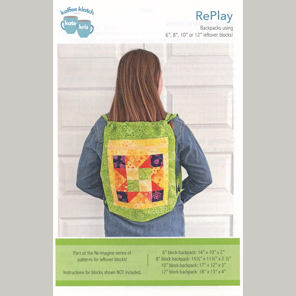 Backpack Pattern Quilt Block RePlay Backpack Pattern