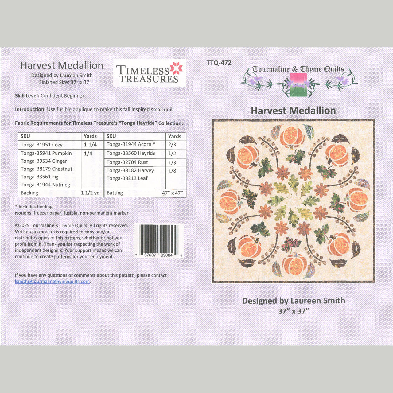 Harvest Medallion Wall Hanging Pattern